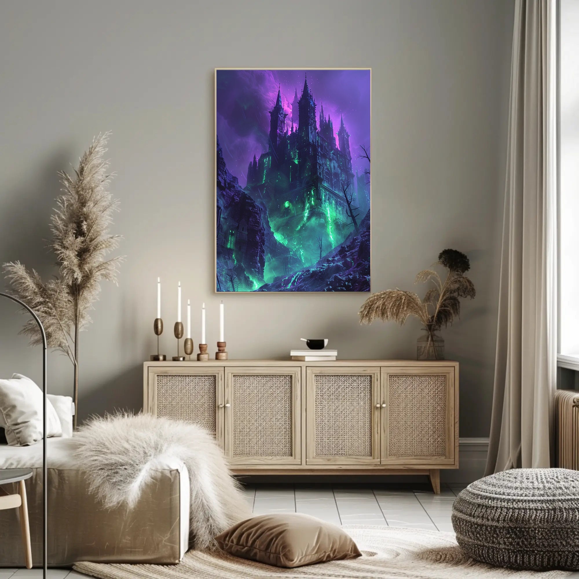 Mysterious Cliff with Solitary Raven Poster Art PosterGoat