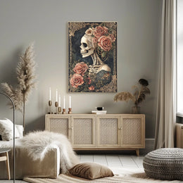 Skull and Roses Floral Elegance Artistic Poster