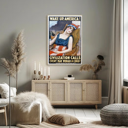 Patriotic WWI Era American Woman Propaganda Poster