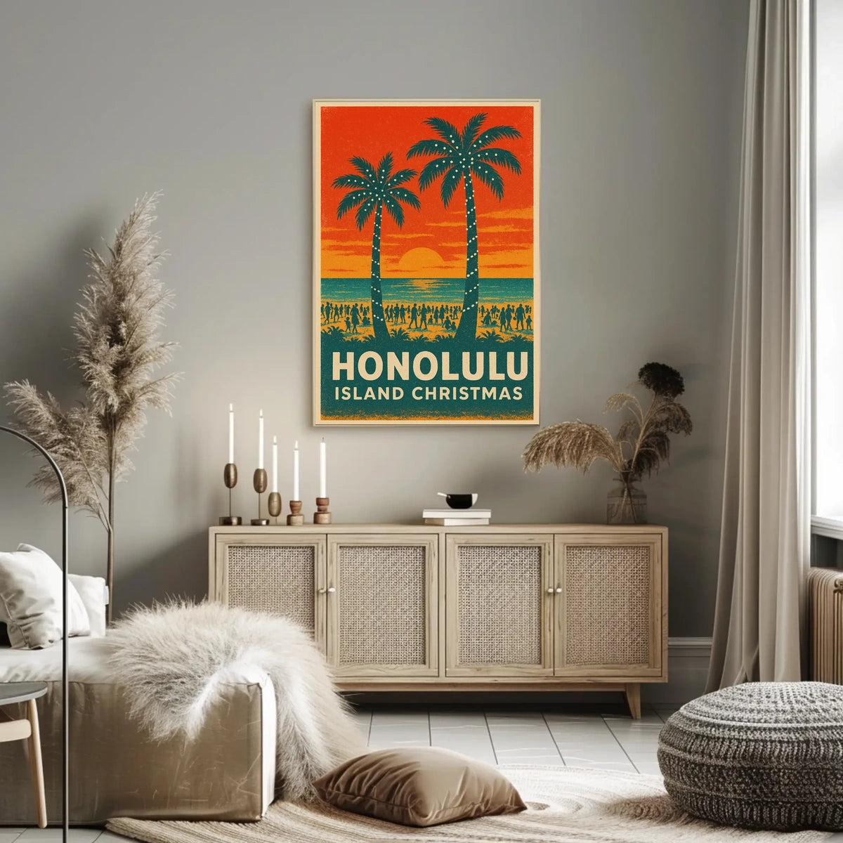 Honolulu Island Christmas Poster