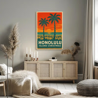 Honolulu Island Christmas Poster