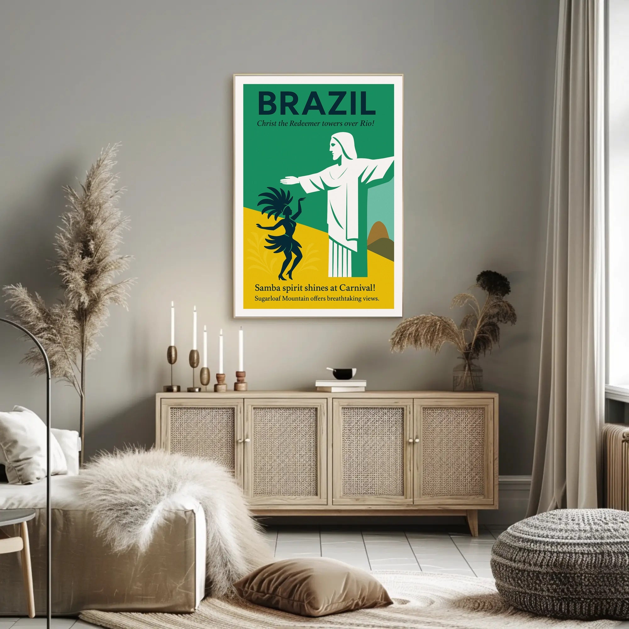 Brazil Carnival and Christ the Redeemer Poster PosterGoat