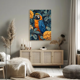 Vibrant Parrot Floral Paradise Wall Art