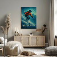 WINTER GLIDE Vintage Alpine Skiing Sports Poster PosterGoat