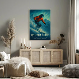 WINTER GLIDE Vintage Alpine Skiing Sports Poster PosterGoat