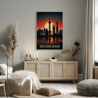 Shanghai Skyline at Sunset Poster