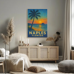 Naples Florida Sunset Poster Wall Art 18x24 Coastal Decor