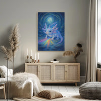 Crystal Axolotl In A Mystical Cave Poster