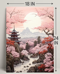 Tranquil Cherry Blossom Landscape Poster