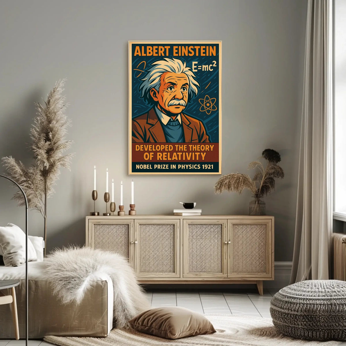 Einstein Relativity Theory Vintage Science Office Poster