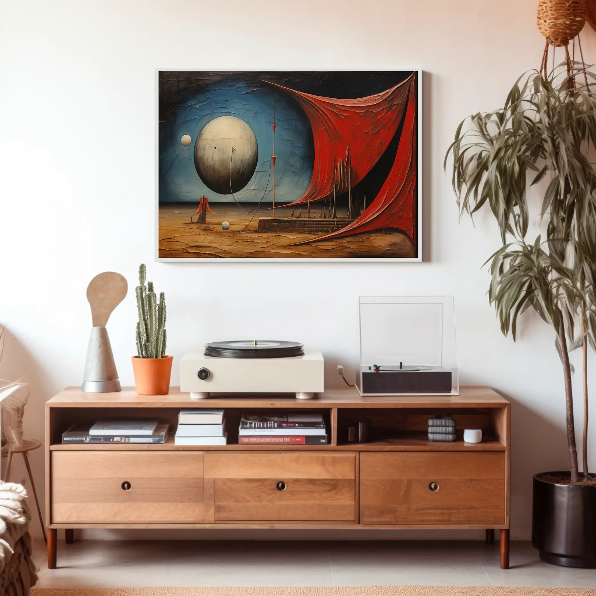 Surreal Spheres in Desert Landscape Artistic Poster