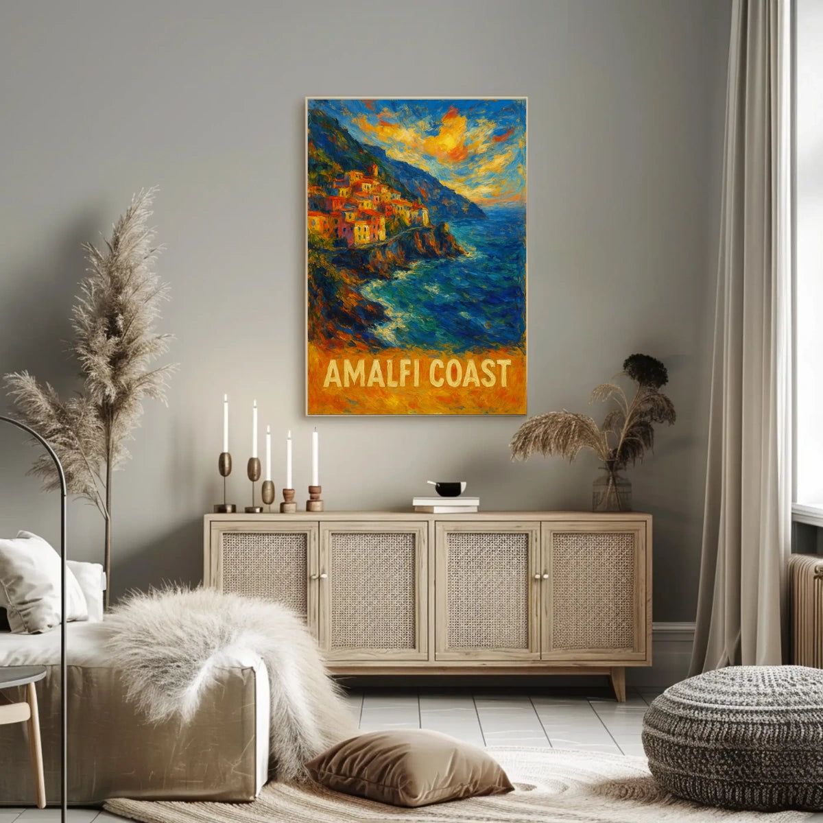 Amalfi Coast Poster Wall Art Scenic Coastal Print Decor