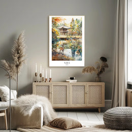 Nara Landscape with Deer in Autumn Travel Poster PosterGoat