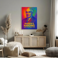 Warren G. Harding 29th President of the United States Neon Gradient Overlay Poster