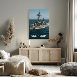 USS Henry Naval Ship Poster Vintage Maritime Wall Art