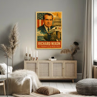 Richard Nixon 37th President of the United States Layered Digital Collage Poster