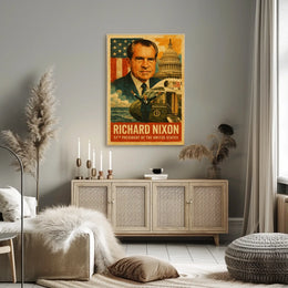 Richard Nixon 37th President of the United States Layered Digital Collage Poster