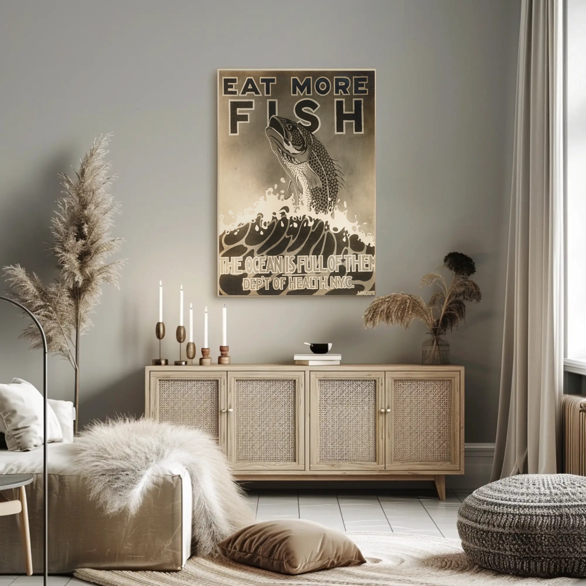 Fish Abundance NYC Vintage Public Health Poster PosterGoat