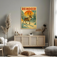 Reindeer On Skis Poster