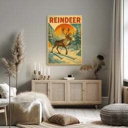 Reindeer On Skis Poster