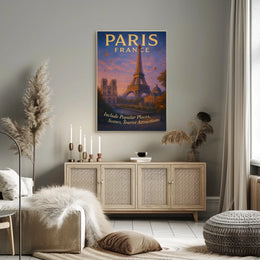 Paris, France Iconic Landmarks Poster