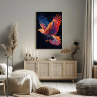 Majestic Cosmic Eagle Surreal Art Poster Print