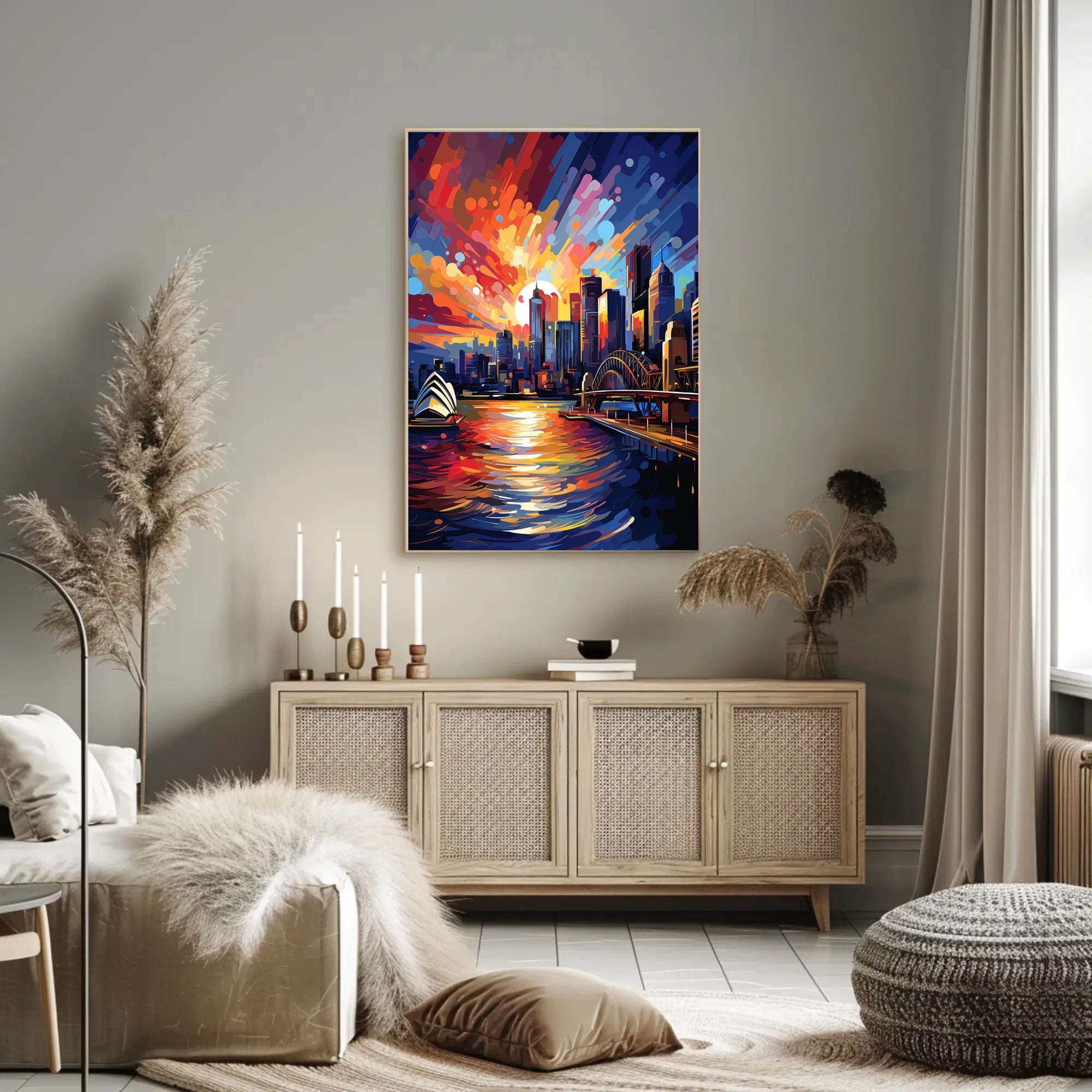 Vivid Cityscape At Sunset Poster