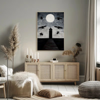 Eerie Lighthouse Under Moonlight: Fantasy or Mythology Poster PosterGoat