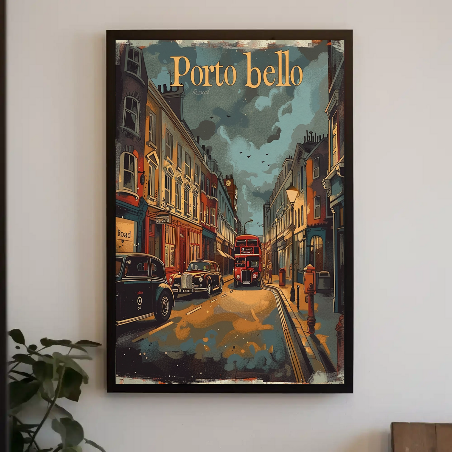 Portobello Road London Vintage Street Travel Poster