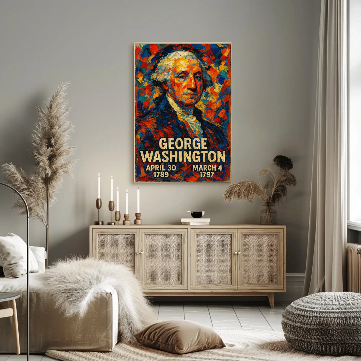 George Washington 1st President of the United States Glitch Hop Art Poster