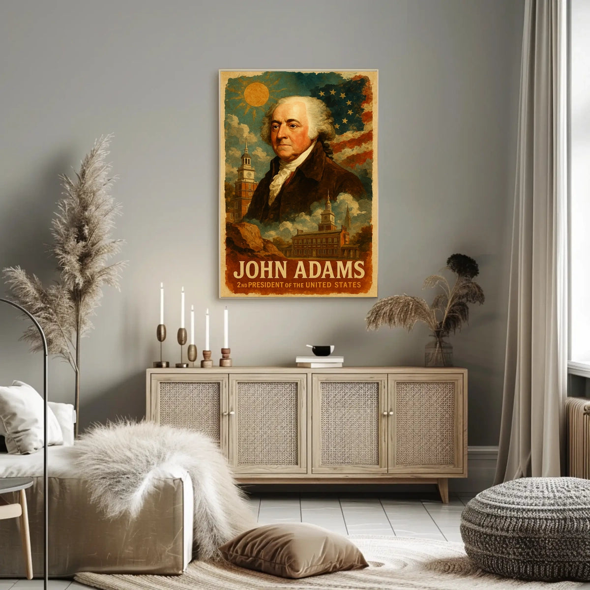 John Adams 2nd President of the United States Layered Digital Collage Poster
