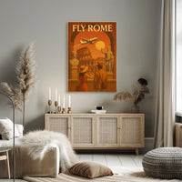 FLY ROME Vintage Travel Art Poster Travel Poster