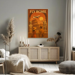 FLY ROME Vintage Travel Art Poster Travel Poster