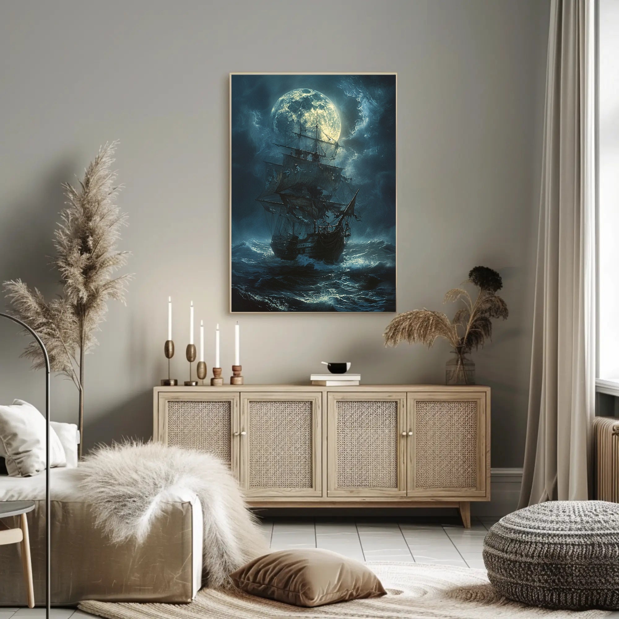 Moonlit Sailing Ship - Fantasy or Mythology Poster PosterGoat
