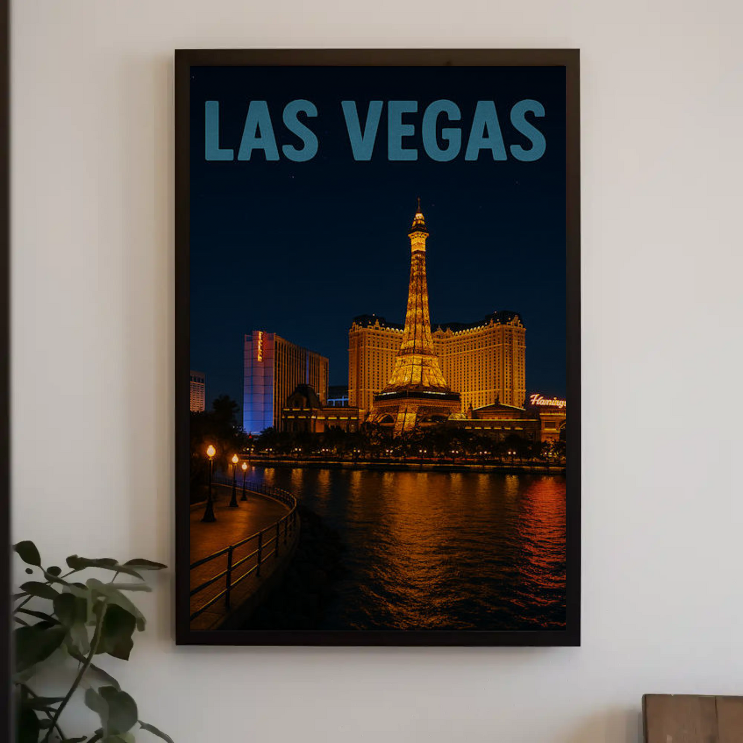 Las Vegas Eiffel Tower Hotel Night Lights Poster