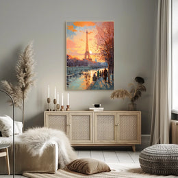 Eiffel Tower Sunset in Paris Travel Poster