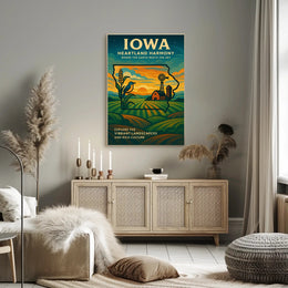 HEARTLAND HARMONY: CELEBRATE IOWA VINTAGE STYLE CULTURAL POSTER