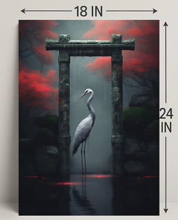 Tranquil Crane In A Mystical Garden Poster