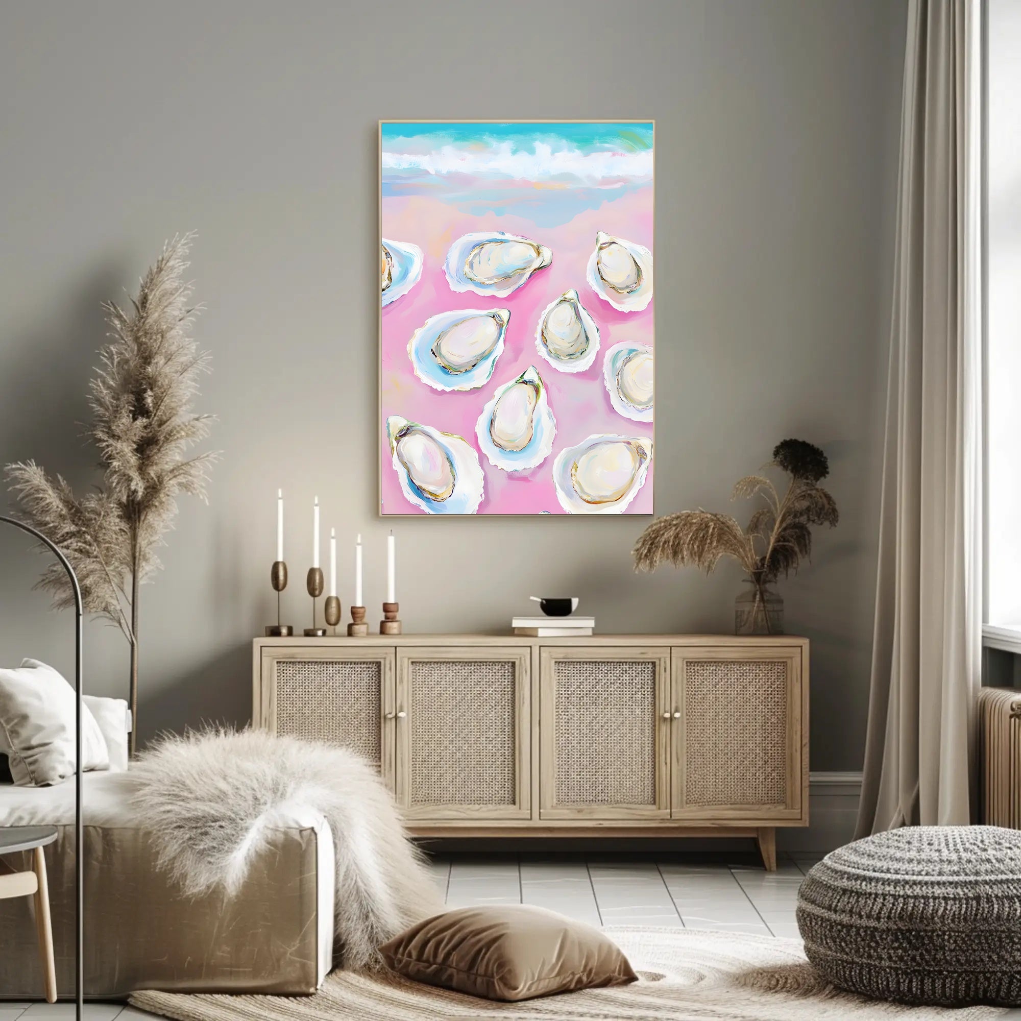 Oyster Coastal Poster Pastel Beach Wall Art