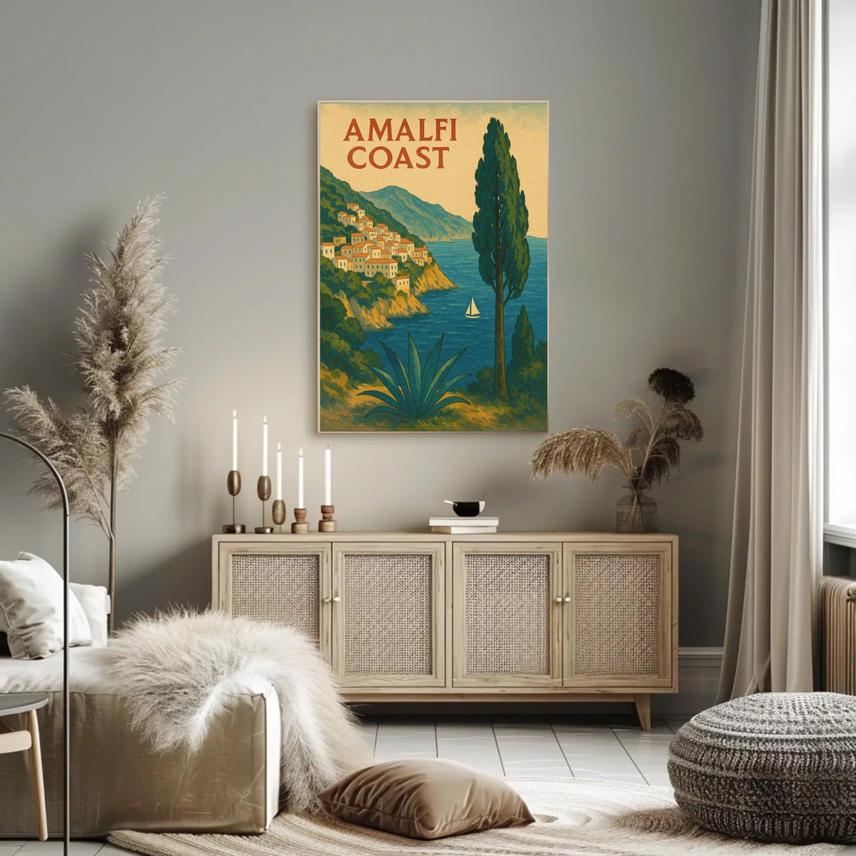 Amalfi Coast Poster Wall Art 18x24 Coastal Seascape Decor