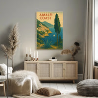 Amalfi Coast Poster Wall Art 18x24 Coastal Seascape Decor
