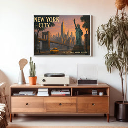 Iconic New York City Poster Vintage Travel Wall Art