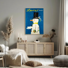 Whimsical Snowman Switzerland Travel Poster PosterGoat