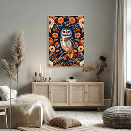 Autumn Owl in Bloom Wall Art Print