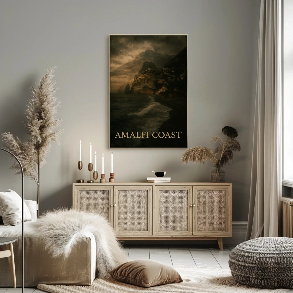 Amalfi Coast Poster Wall Art 18x24 Cliffside Mediterranean