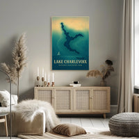 Lake Charlevoix Topographic Travel Poster