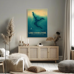 Lake Charlevoix Topographic Travel Poster