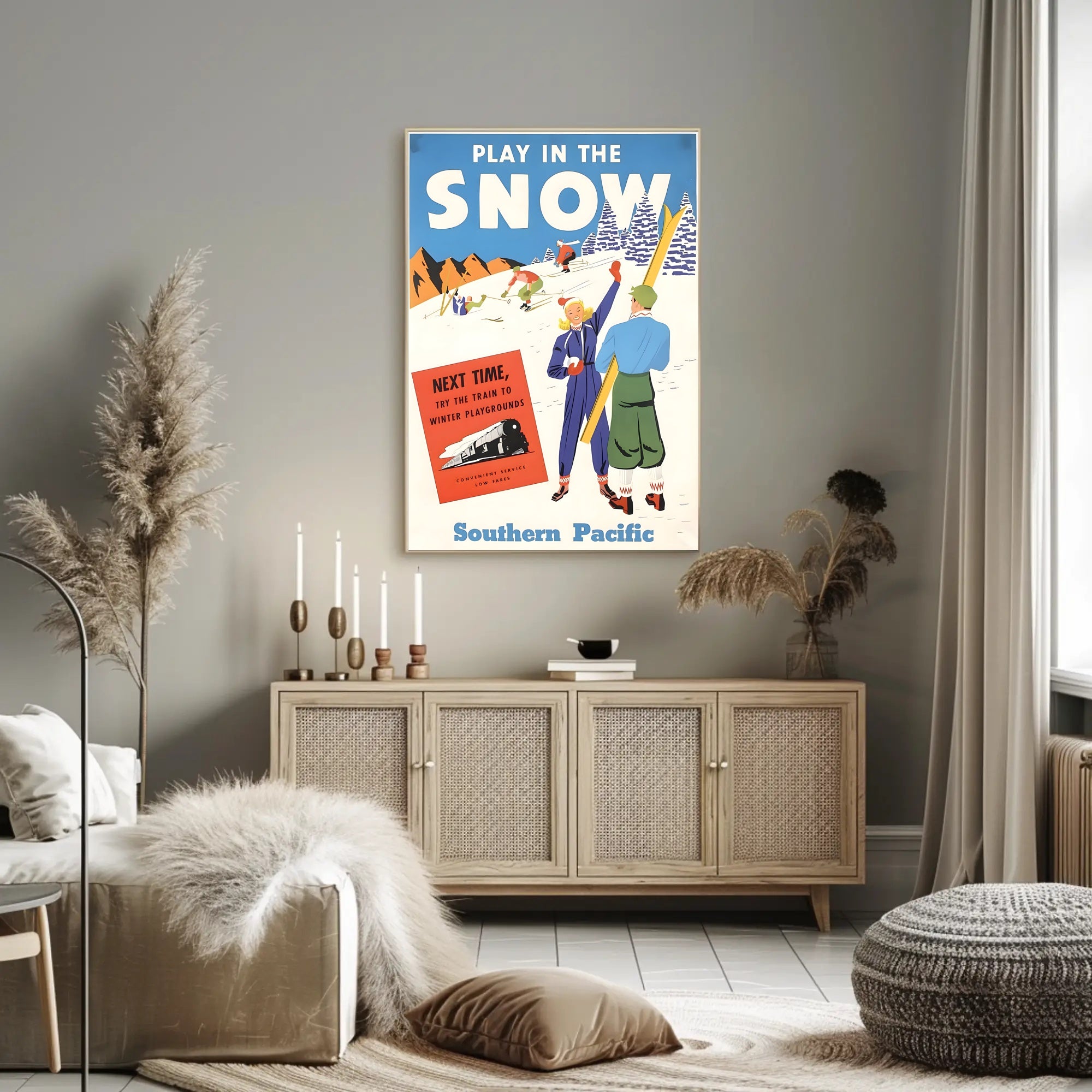 Play in the Snow with Southern Pacific Poster PosterGoat