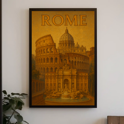 Rome Vatican Trevi Colosseum Travel Poster