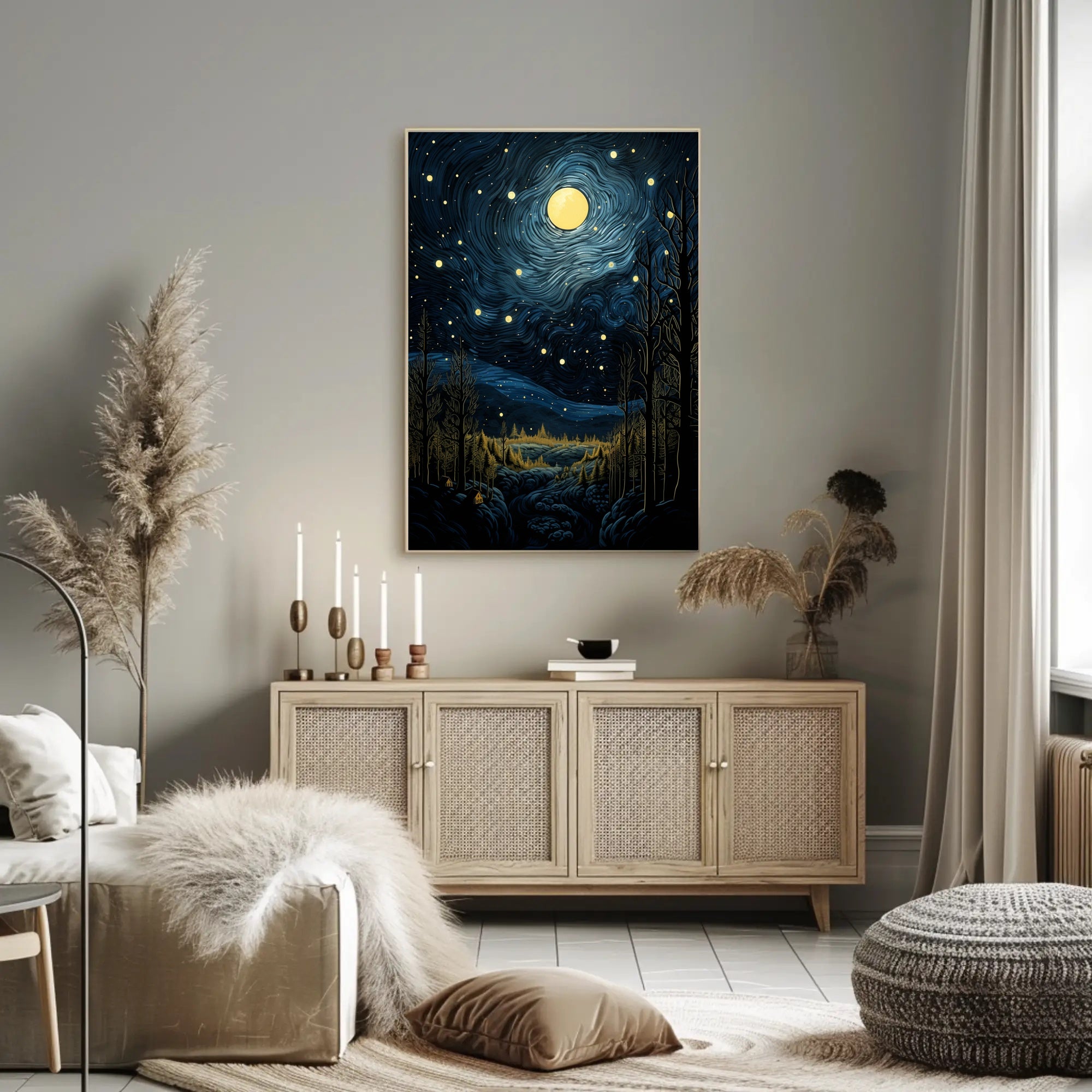 Starry Night Landscape Poster PosterGoat